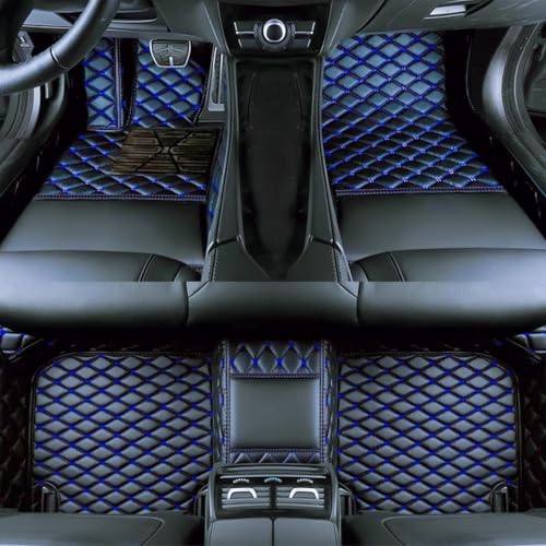 Custom Personalized Floor Mats for Cars，Luxury Full Coverage All Weather Car Floor Mats，Anti-Slip Leather Car Mat Set ，Custom Floor Mats for Cars, Trucks & SUVs (Black Blue)