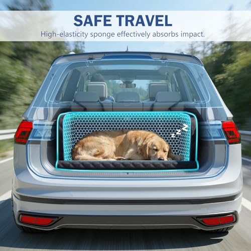 Pecute SUV Cargo Liner for Dogs, Water Resistan Pet Trunk Cover with Soft Cushion, Non-Slip Dog Back Seat Mat for SUVs Sedans with Bumper Flap Protector, Padded, Black - size: XL