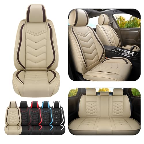 Car Seat Covers for Lexus RX 350 2007-2026, Premium Nappa Leather Car Seat Cover, Stylish Sport Seat Covers， Automobile Seat Cover Sets.(Standard 5 Seats/Beige) - color: Beige, size: Standard 5 Seats