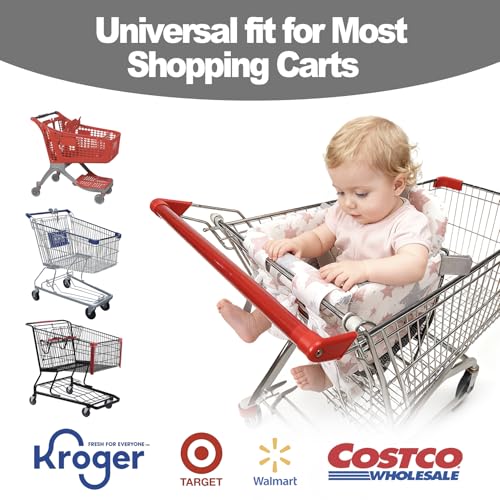 Padded Shopping Cart Cover for Baby Boy & Girl, High Chair Cover for Restaurant Seat, Machine Washable Infant Toddler Buggy Seat Cover,Compatible with High Back Full Bucket Swing(Star)