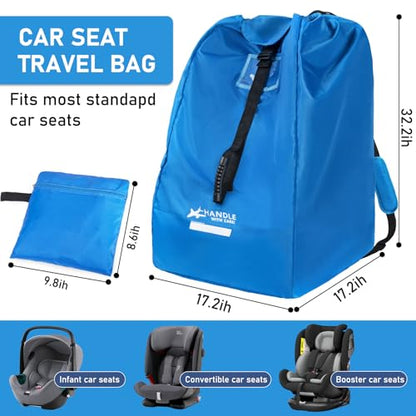 Car Seat Travel Bag for Airplane, Large Waterproof Car Seat Bags Fits Most Infant Car Seats, Convertible Car Seats, Booster Seats, Car Seat Bases, Adjustable Shoulder Strap, Blue - color: Blue