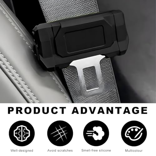 2 PCS Car Seat Belt Buckle Covers, Anti-Scratch Silicone Auto Seatbelt Clips Protector, Universal Seat Belt Buckle Protective Sleeve for SUVs Vans Trucks, Car Accessories (Black) - color: Black