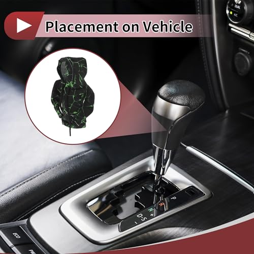 1 Pc Gear Shift Knob Cover Decoration Stick Shifting Handle Protector 5.91"x4.33" Hoodie Style Green Black Polyester