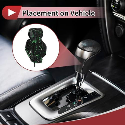 1 Pc Gear Shift Knob Cover Decoration Stick Shifting Handle Protector 5.91"x4.33" Hoodie Style Green Black Polyester