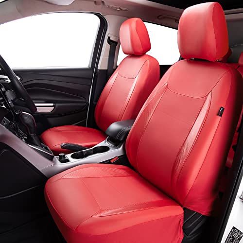 Flying Banner car seat Covers Protects Water Proof Faux Leather Carbon Fiber Fronts Rear Bench Covers (Red Red, Full Set - 8PCS) - color: Red Red, size: Full Set -- 8PCS