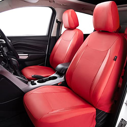 Flying Banner car seat Covers Protects Water Proof Faux Leather Carbon Fiber Fronts Rear Bench Covers (Red Red, Full Set - 8PCS) - color: Red Red, size: Full Set -- 8PCS