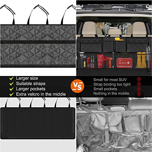 Femuar Car Trunk Organizer, Large Capacity Backseat Trunk Organizer (42"*18"), Collapsible Car Storage Bag with 8 Pockets, SUV/MPV/Truck - Black - color: black