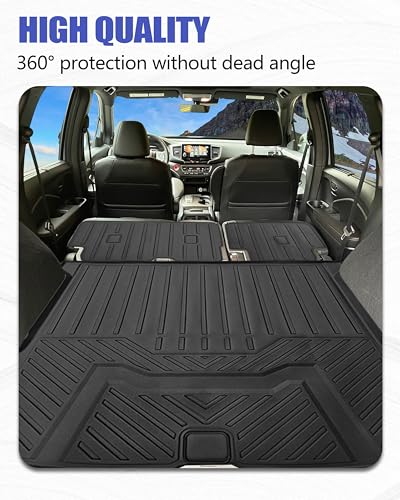 Cargo Liners Backrest Mat for Honda Passport Accessories 2019-2025 with Hook&Loop Rear Trunk Mat Rear Seat Back Cover Protector All Weather Anti-Slip Split Dog Liner 3 PCS - color: Honda Passport 2019-2025, size: Backrest Mat + Trunk Mat