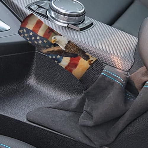 Eagle American Flag Pattern 2 Pieces Car Handbrake Cover Car Shift Knob Cover Soft Smooth Auto Handbrake Grip Cover Shift Lever Handle Protector St. Patrick's Day Accessories - color: Eagle American Flag 2