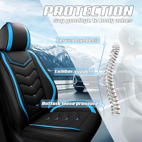 Car Seat Covers Fit for Honda 2000-2026, Stylish Sport Seat Covers, Waterproof Wear-Resistant Premium Nappa Leather Car Seat Covers.(2 Pcs Front/Black Blue)
