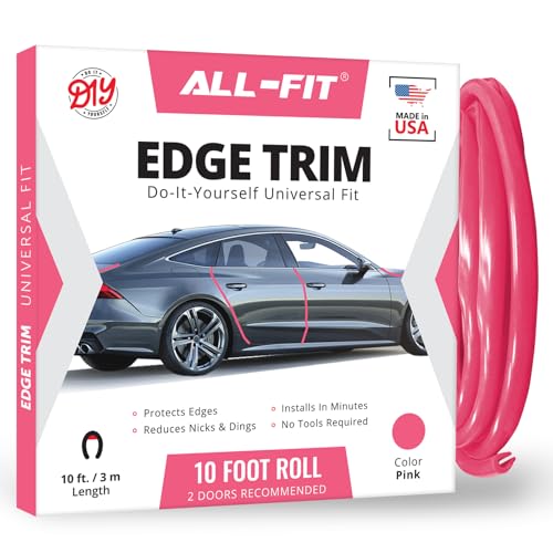 Car Door Edge Protector – Universal DIY Edge Trim to Prevent Scratches & Dings – Flexible Adhesive Molding Trim for Cars, Trucks & SUVs (10 Ft - Pink)