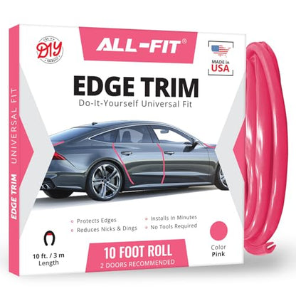 Car Door Edge Protector – Universal DIY Edge Trim to Prevent Scratches & Dings – Flexible Adhesive Molding Trim for Cars, Trucks & SUVs (10 Ft - Pink)