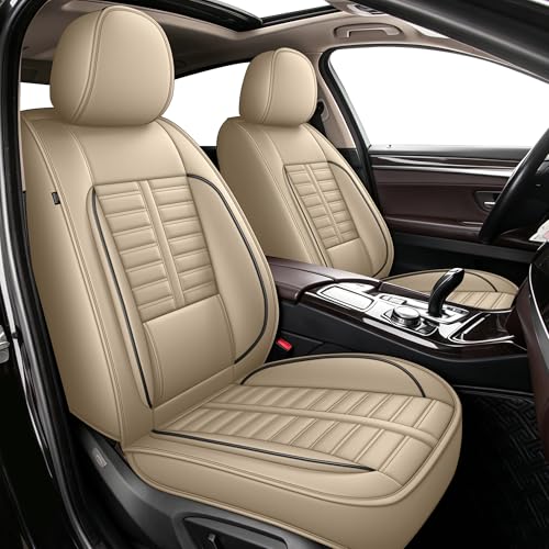 Fit for Toyota Prius Seat Covers 2003-2015: Full Set Faux Leather Waterproof Car Seat Covers Premium Automotive Cushion Protector with Lumbar Support Airbag Compatible (5 Seats, Beige) - color: #037 Beige, size: 6.prius-5 seat covers full set