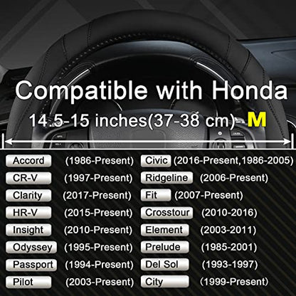 West Llama Customized Auto Car Steering Wheel Cover for Honda (Black) - color: A-Black, size: Standard Size (14 ½''-15'')