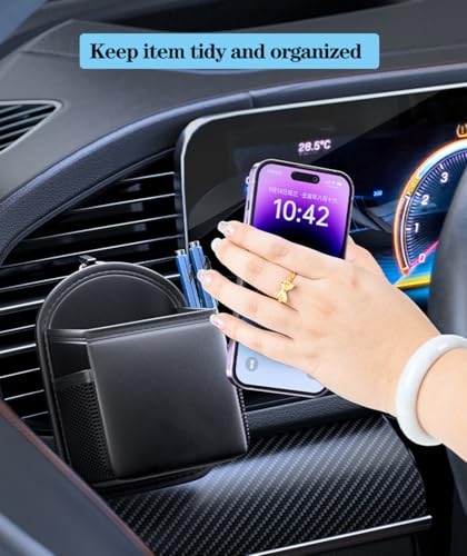 Car Air Vent Organizer- Multi-Functional Holder for Sunglasses, Phone, Keys, Lipstick, Small Items, Universal Fit for Most Vehicles- Black