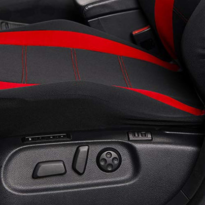 AUTOYOUTH Auto Car Front Seat Covers Bucket Seat Cover Automotive Universal Fit for Car Auto Parts Airbag Compatible- Red - color: Red
