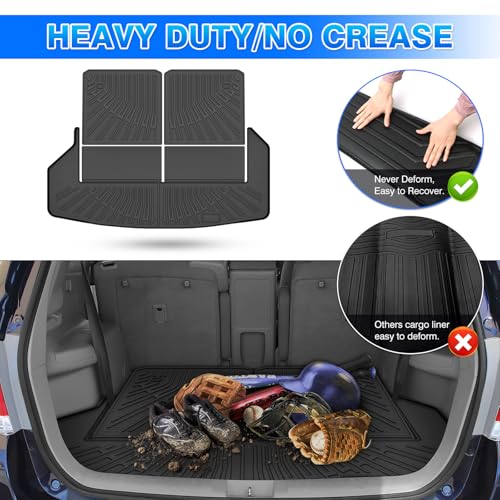 Highlander Cargo Liner - Trunk Mat for Toyota Highlander (Non-Hybird) 2008-2013, All Weather Cargo Mat for Highlander Accessories, Heavy Duty Car Mats, Car Accessories - size: 2)Toyota Highlander 08-13