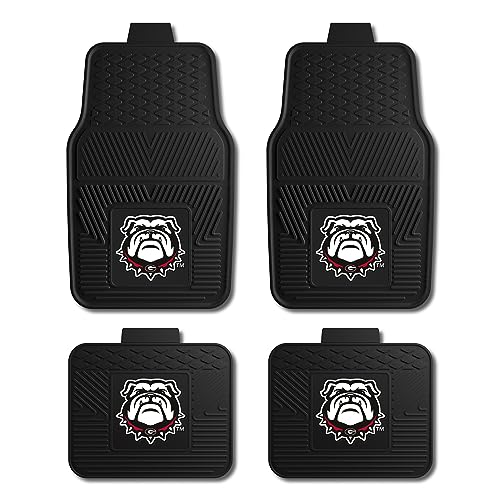 Fanmats University of Georgia Bulldogs Set of 4 Car Mats for Cars, SUV, Pickups - All Weather Protection, Deep Reservoir Design, Universal Fit - 3D NCAA Bulldog Logo - 29”x17” Front-14”x17” Rear Mat