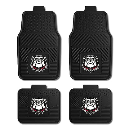 Fanmats University of Georgia Bulldogs Set of 4 Car Mats for Cars, SUV, Pickups - All Weather Protection, Deep Reservoir Design, Universal Fit - 3D NCAA Bulldog Logo - 29”x17” Front-14”x17” Rear Mat