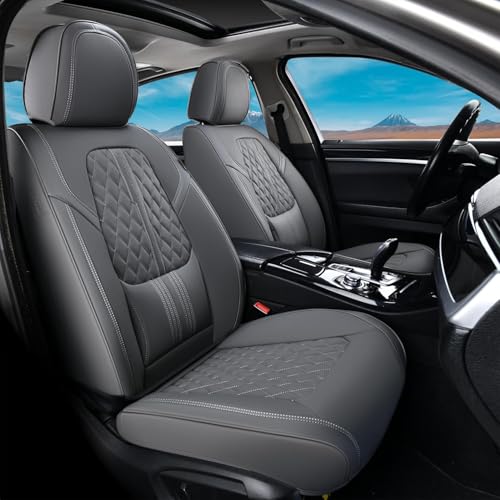 Coverado Car Seat Covers, Car Seat Covers Front Seats, 2-Pack Front Seat Cover, Nappa Leather Waterproof Seat Covers, Car Seat Protectors, Automotive Seat Covers Universal Fit for Most Vehicles - color: Gray-1, size: FrontPair