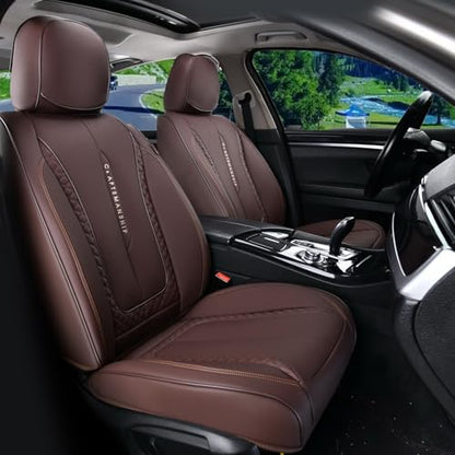 Coverado Car Seat Cover Full Set, Brown Seat Covers Front Seats Back Seat Covers, Nappa Leather Waterproof, Car Seat Cushion, Car Seat Protector Universal Fit Most Cars - color: Z-Brown, size: FullSet