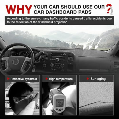 Autorder Gray Dashboard Cover Mat for 2007-2013 Chevy Chevrolet Silverado/GMC Sierra with Two Glove Boxes Accessories Dash Cover Upgrade Polyester Dash Mat Sunshade Glare UV Rays Protector - size: Gray 07-13 Silverado 2 Glove Boxes