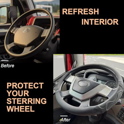 XL Size 17.5-18 Inch Comfy Grip Steering Wheel Cover for Semi Truck, Fits RV, Big Rig Trucker, 18 Wheeler and Classic Cars, Anti-Slip Design 17.5-18 Inch(Silicone Black) - color: 1.Black, size: Extra Large Size[17 1/2''-18'']
