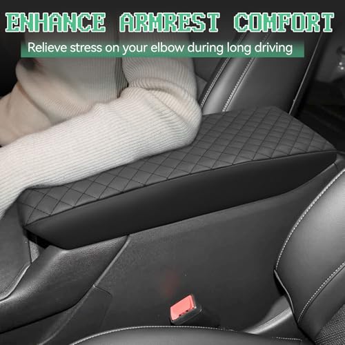 Center Console Cover Compatible with Cadillac XT4 2019-2025, Leather Middle Console Armrest Lid Cover Protector, Anti-Scratch, Black