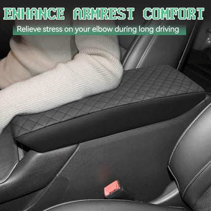 Center Console Cover Compatible with Cadillac XT4 2019-2025, Leather Middle Console Armrest Lid Cover Protector, Anti-Scratch, Black