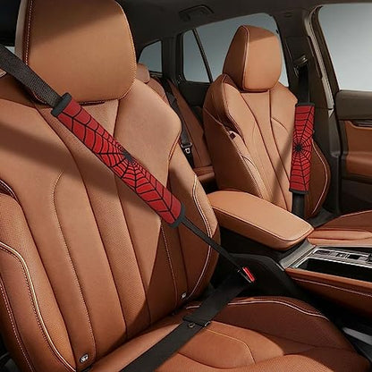 Stylish Red Spider Web Seat Belt Covers Soft Comfortable Shoulder Strap Pads for Adults Universal Car Accessories - Pack of 2 - color: Red Spider Web