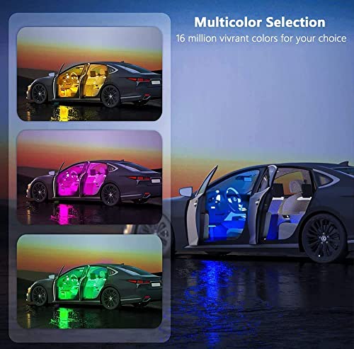 Car LED Strip Light, EJ's SUPER CAR 4pcs 48 LED Multi-Color Car Interior Lights Under Dash Lighting Waterproof Kit with Multi-Mode Change and Wireless Remote Control, Car Charger Included,DC 12V - color: MultiColor(48LED Beads)