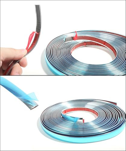 1/2 Inch Wide Chrome Tape,25FT Chrome Tape for Cars,Car Accessories Car Trim,Automotive Chromes Trim Molding,Auto Body Chromes Trims Strip,Universal Trims for Most Truck RV Door Window