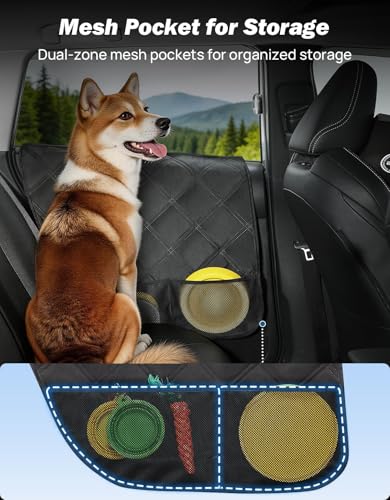 JOYTUTUS Dog Car Door Protector Compatible with Sedan/Family Car/Small SUV, Waterproof & Anti-Scratch Door Protector from Dog Scratching with Storage Pockets (2 Packs Universal Fit)