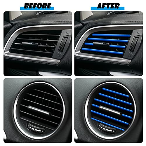 Frienda 20 Pieces Car Air Conditioner Vent Outlet Decoration Strips Universal Waterproof Bendable Car Vent Outlet Trim Decoration Car Interior Accessories for Straight Air Vent Outlet (Blue)