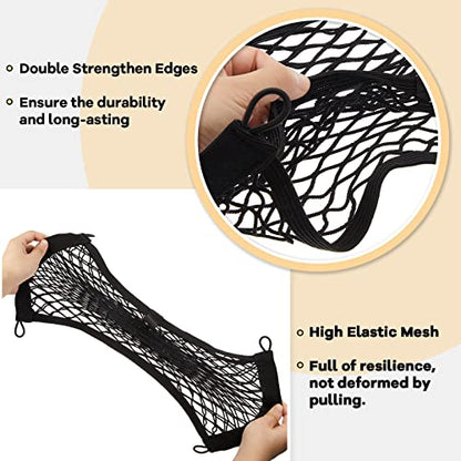 Frienda 2 Pieces Stretchable Small Cargo Net Pocket Storage Mesh Net Elastic Automotive Storage Pouch with 8 Pieces Mounting Screws and Hooks for Truck Car SUV Boats(21 x 9.8 Inches) - size: 21 x 9.8 Inches