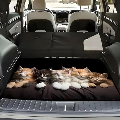 Universal Car Trunk Mat, All Weather Trunk Protection Cargo Liner, Stylish Vehicle Interior Accessories, Durable Cargo Mat Rear Trunk Line Suitable for Most Car (Cute Sleeping Cat, 29" x 39") - color: Cute Sleeping Cat