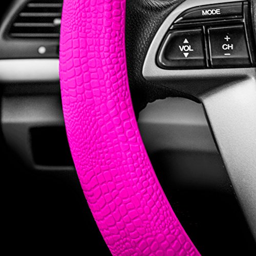FH Group Universal Fit Silicone Snake Pattern with Massaging Grip Steering Wheel Cover fits most Cars, SUVs, Trucks, and Vans Hot Pink - color: Hot Pink