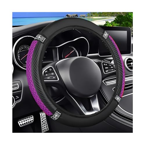 Zpana Bling Car Steering Wheel Cover, Crystal Rhinestones Elastic Stretch Vehicle Steering Wheel Protecter for Women Girl, Automotive Interior Accessories, Universal for SUV Sedan Truck (Purple) - color: Purple