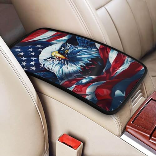 Universal Car Center Console Cushion Pad, American Flag Eagle Soft Waterproof Car Center Console Cover Auto Armrest Seat Box Cover Protector for Most Vehicle SUV Truck Car - color: American Flag Eagle