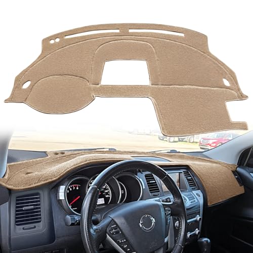 Dash Cover Mat Custom Fit for Nissan Murano with Speaker Cutout Dashboard Cap Pad Carpet Protector K307 (Beige)
