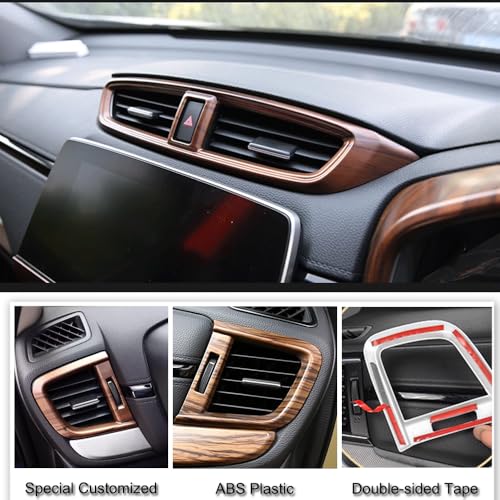 XITER 3pcs Central Front Side Air Condition Vent Outlet Trims for Honda CRV 2017 2018 2019 2020 2021 2022,Peach Wood Texture - color: Peach Wood Texture, size: 3PCS Air Vent Cover