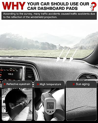 Autorder Dashboard Cover Mat for 2015-2024 Dodge Challenger Accessories Dash Cover Flannel Dash Mat Sunshade Glare UV Rays Protector - size: 2015-2024 Dodge Challenger