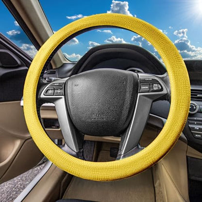 FH Group Universal Fit Silicone Snake Pattern with Massaging Grip Steering Wheel Cover fits most Cars, SUVs, Trucks, and Vans Yellow - color: Yellow