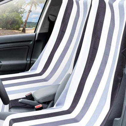 Hahafelt Car Seat Towel Covers with Storage Bag, 63 x 32 Inch Universal Non Slip Waterproof Sweat Protector for Car Truck, Gym Swimming Running, Machine Washable(2 Pack,Black Vertical Stripes) - style: Black Vertical Stripes