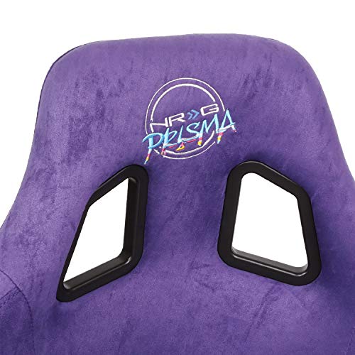 NRG Innovations NRG-FRP-302PP-PRISMA Universal Fixed Back Bucket Racing Seat for 5-Point Harnesses, Size L, Purple Alcantara Material, 24" W X 35" H X 18" D - color: Purple / Black / Gold Flakes