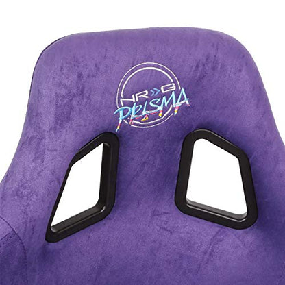 NRG Innovations NRG-FRP-302PP-PRISMA Universal Fixed Back Bucket Racing Seat for 5-Point Harnesses, Size L, Purple Alcantara Material, 24" W X 35" H X 18" D - color: Purple / Black / Gold Flakes