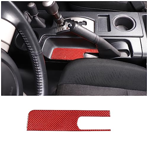 Soft Carbon Fiber Handbrake Panel Trim Cover Compatible with Toyot@ FJ Cruiser 2007-2021, Center Console Emergency Brake Panel Protection Sticker Accessories (Red) - color: Red