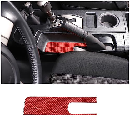 Soft Carbon Fiber Handbrake Panel Trim Cover Compatible with Toyot@ FJ Cruiser 2007-2021, Center Console Emergency Brake Panel Protection Sticker Accessories (Red) - color: Red