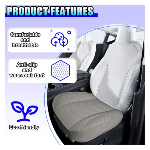 Luxury Faux Leather Car Seat Cover - Anti-Slip Waterproof Drive Seat Cushion Car Front Bottom Seat Cover with Storage Pocket - Universal Full Wrap Seats Protector for Cars SUV Trucks (Gray) - color: Gray