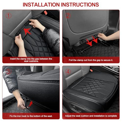 BOPUOVRE 2-Pack Leather Front Car Seat Covers - Bottom Car Seat Covers Fully Wrapped, Non-Slip and Waterproof, Fits Most Vehicles Black - color: black, size: 2 piece